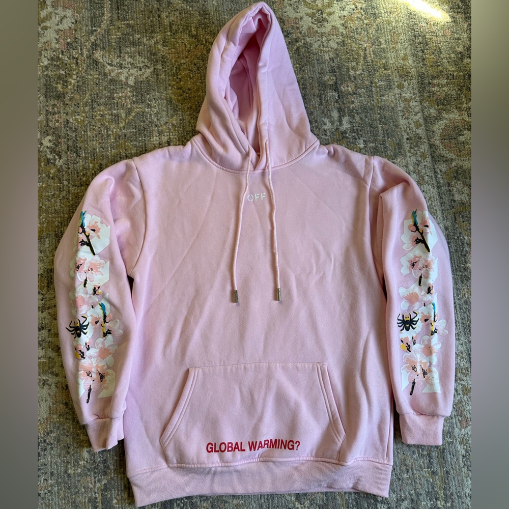 Off-White 2013 Main Label c/o Virgil Abloh Global Warming Cherry Blossom Hoodie - Picture 2 of 8